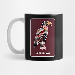 Sequim Washington Native American Indian American Red Background Eagle Hawk Haida Mug